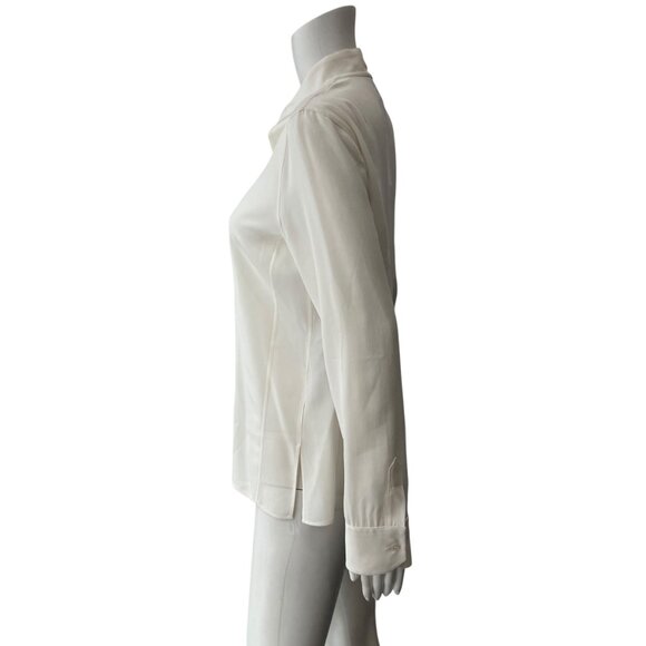 $1400 Akris Ivory Silk Sheer Button Down Stand Up Collar Blouse Top size 6/FR 38 - Picture 7 of 9